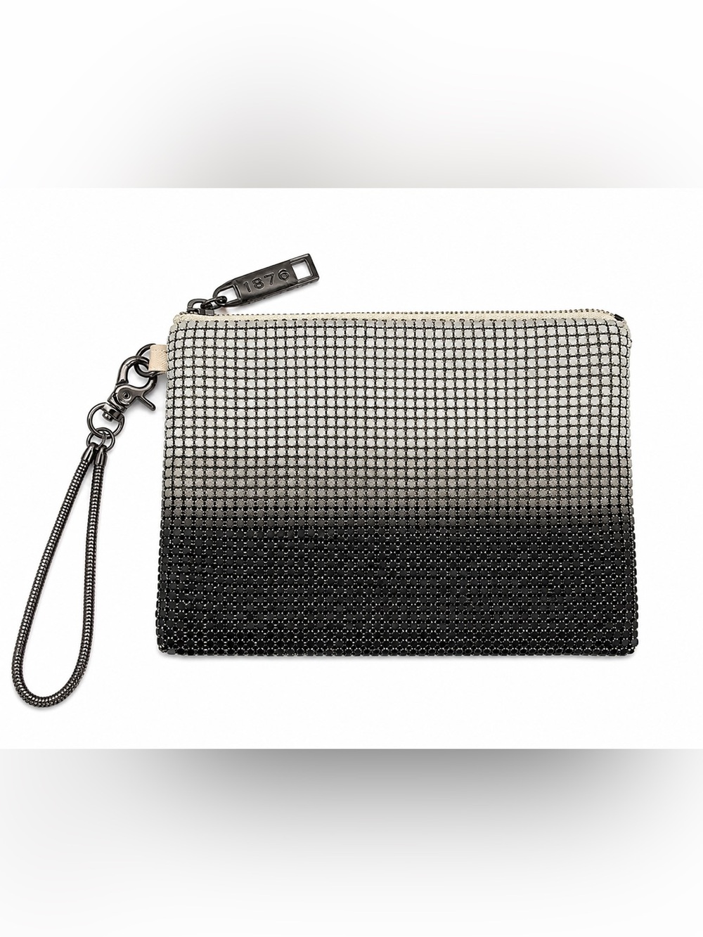 Whiting & Davis Black Silver Ombre Metal Mesh Wristlet Clutch Evening Bag - Picture 2 of 11
